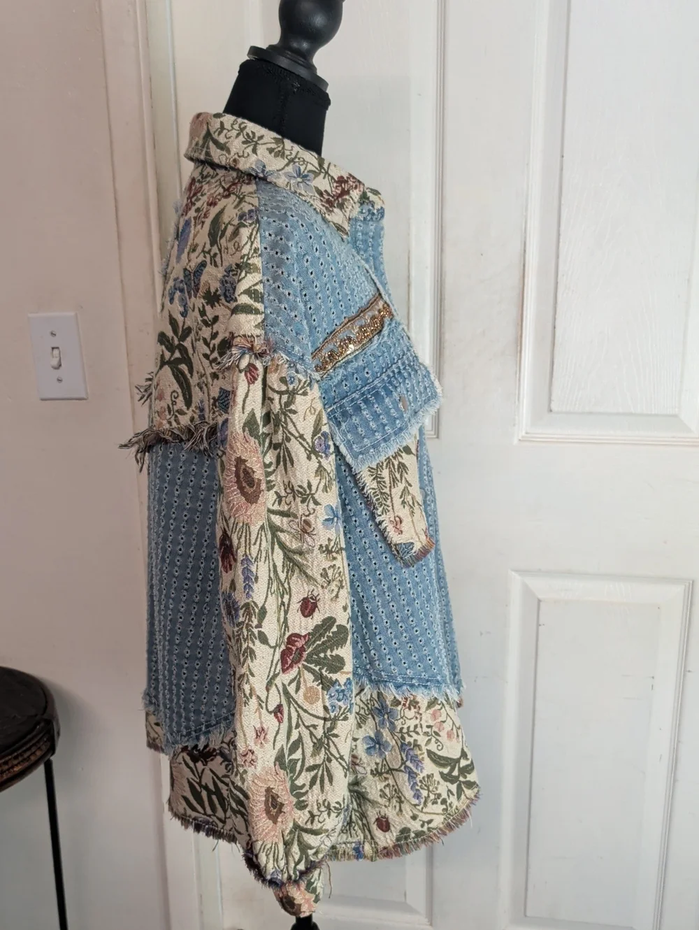 POL Denim Floral Shacket Women Small - Picture 5 of 6